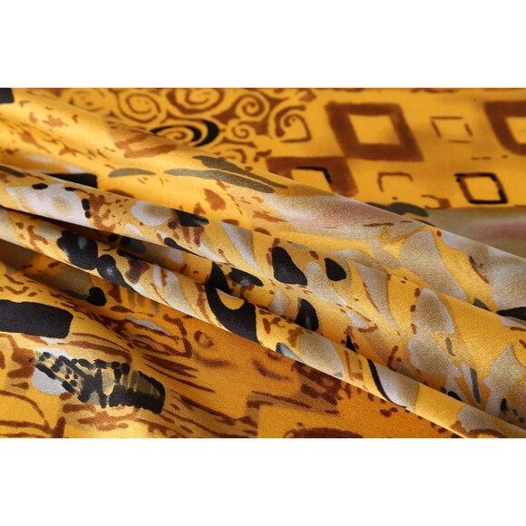🆕Women Gold Charmeuse Satin Silk Scarf Classic Art Adele Bloch-Bauer by Klimt - Picture 5 of 6